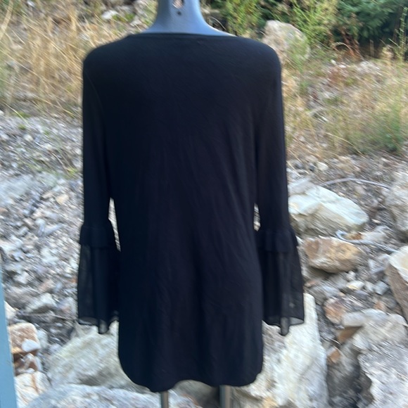 Alfani NWOT embroidered floral thick knit long shirt, chiffon princess sleeves M - Picture 6 of 11